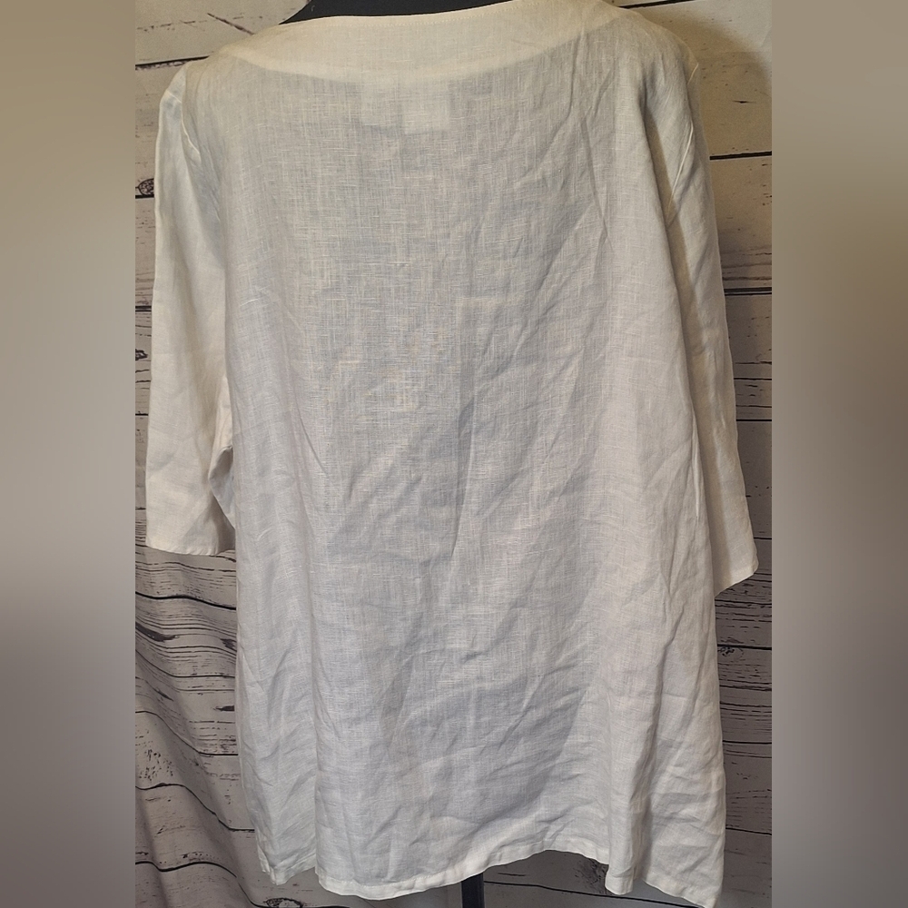 Alexandra Bartlett 100% Linen Embroidered Tunic sz.2X #1302 - Picture 4 of 8